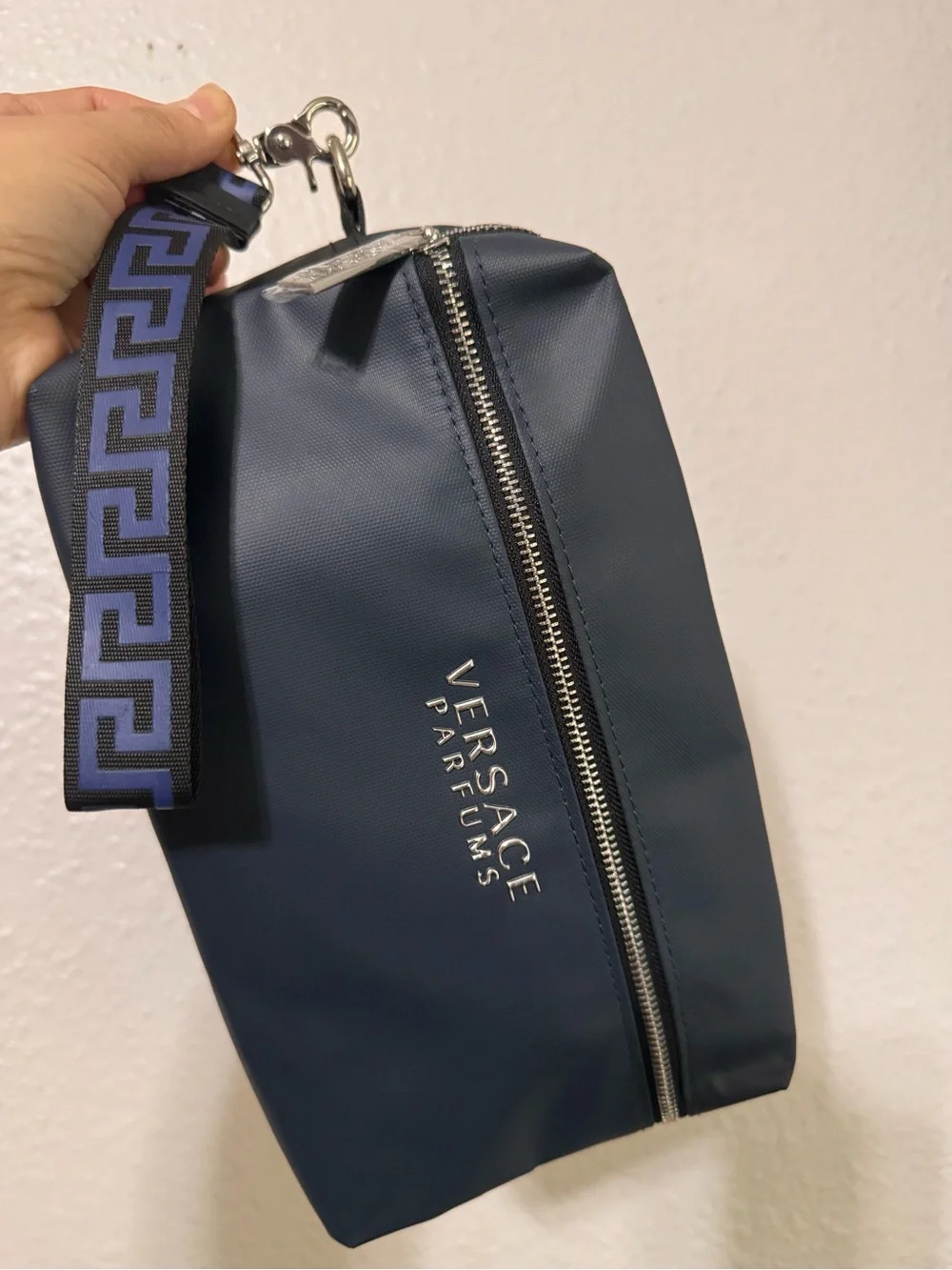 Versace Navy and Blush Pink Cosmetic Pouch Duo